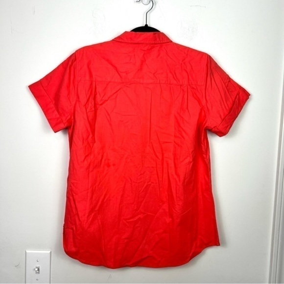 Garnet Hill Orange 100% Cotton Collared Button-Down Shirt Women's Size 14P Top - Picture 8 of 9